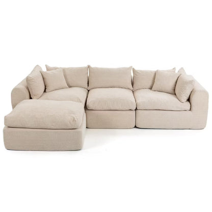 Bosmiller 113'' Modular Sectional Sofa Couches Boneless Convertible L-Shape Cloud Velvet Couch with Ottoman, No Assembly