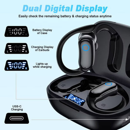 V7 Ear Buds Wireless Earbuds 96hrs Playback Bluetooth Headphones IPX7 Waterproof Stereo Bass Over-Ear Earphones with Earhooks Microphone