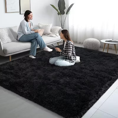 LOVEVOOK Area Rugs for Living Room Bedroom, Soft Fluffy Black Rug Home Decor Aesthetic 5x7 Feet