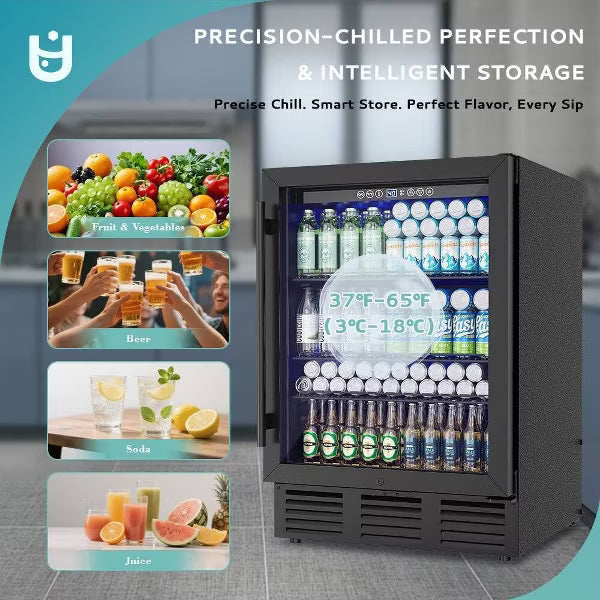 EUHOMY 54 Bottle 24 Inch Dual Zone Wine Fridge- Under Counter Wine Cooler- Glass Door- Black