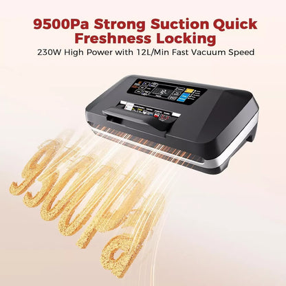 Teendow Vacuum Sealer Machine, 95KPa Automatic Food Sealer for Wet & Dry Food, Built-in Cutter, Double Seal System,Complete Kit with 1 Roll & 10 Bags