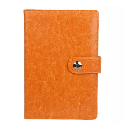 PU Leather Cover Notebook with Magnetic Clasp, Ribbon Bookmark, Calendar and World Map for Everyday Notes and Planning - LIGHT BROWN