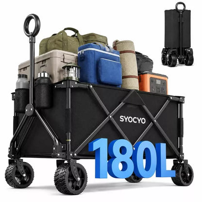 Collapsible Wagon Cart, 420 lb Heavy Duty Foldable Utility Wagon with All-Terrain Wheels