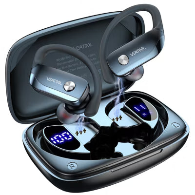 VEAT00L T6 Wireless Earbuds Bluetooth Headphone Sport, Bluetooth 5.4 Earbud, 72Hrs Earphone with Earhook, Mic.