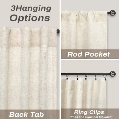 DriftAway 100% Blackout Linen Textured Curtains Double Layer Drape Farmhouse Thermal Insulated Burnt Orange 52X84