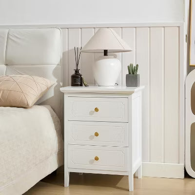 3 Drawer Nightstand, Wood Night Stands Side Table With Extra-large Storage Space for Living Room, Bedroom