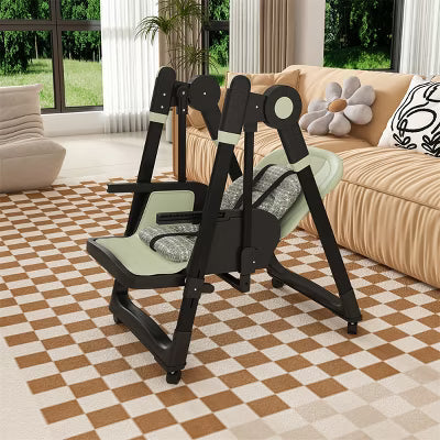 ELJGET 2-in-1 High Chair & Rocker, Adjustable Baby Chair with 5-Point Harness, Removable Tray & Silent Wheels for Infants 6M-3Y (Dark Green)