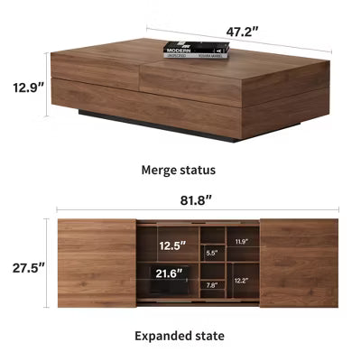 Gaoyangjiaju 47.2 Inch Expandable Coffee Table with Storage