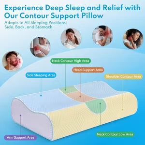 4-Layer Pillow for Neck Relief - Adjustable Memory Foam Pillow for Sleeping Time, Ergonomically Designed Pillow for Back & Side Sleepers, Queen Size