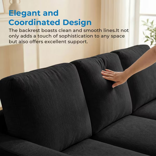 Mjkone 3+2+1 Seater Sofa Set, Dark gray Modern Couch with High-Density Foam & Robot Vacuum Friendly Legs