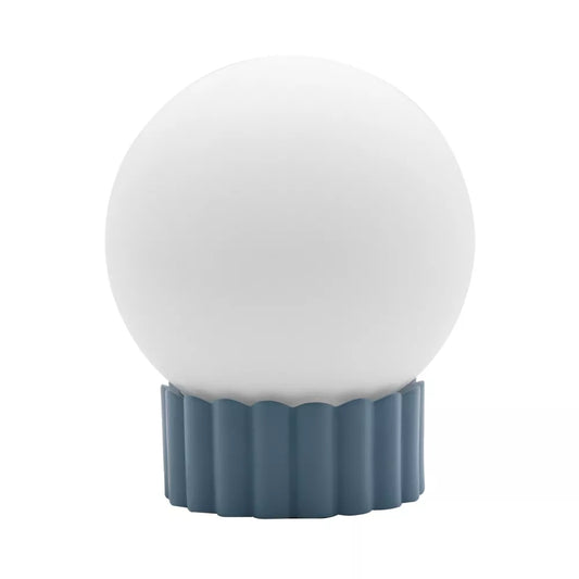 Ribbed Resin Base Opal Glass Globe Accent Table Lamp,UL Listed,Built-in Dimmer Switch,Ideal for Bedroom Nightstand, Living Room Side Table,Blue
