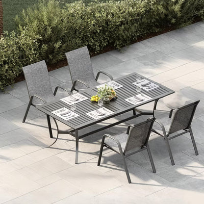 Garvee Patio Dining Chairs Set of 4, Outdoor Stackable Armchairs with Quick-dry Textilene Fabric & Steel Frame for Garden Deck Yard