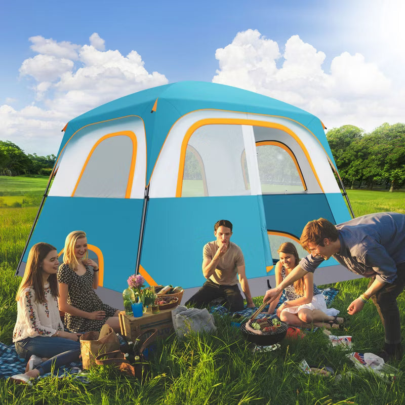 COBIZI 6 Person Camping Tent, Family Camping Tent with Rainfly & Screen Room Blue