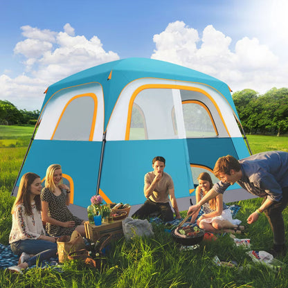COBIZI 6 Person Camping Tent, Family Camping Tent with Rainfly & Screen Room Blue