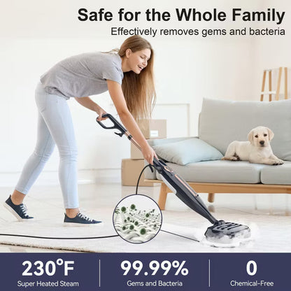 DEVOAC VM6 Scrubbing Steam Mop with Rotating Mop Pads, 10 in 1, Lightweight Spin Mop & 3 Steam Modes for Hard Floor Laminate Marble Floors