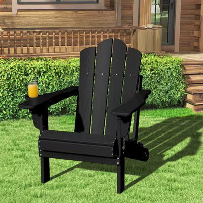 HYLEORY Plastic/Resin Folding Adjustable Back Adirondack Chair with Cup Holder