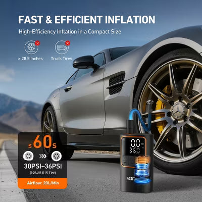 AstroAI L7Pro Cordless Tire Inflator, 150PSI Fast Inflation 5200mAh, Smart Auto Shutoff, USB-C Rechargeable