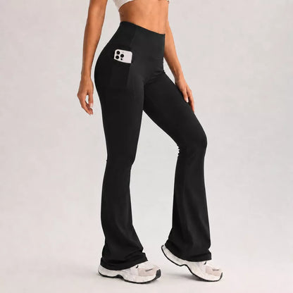 Women¡¯s High Waisted Flared Yoga Pants with Pockets, Buttery Soft Bootcut Leggings for Yoga, Gym, Workout & Everyday Wear (Black, XL)