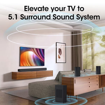 VEAT00L S60L 5.1ch Sound Bars with Wireless Subwoofer,Bluetooth 5.3 3D Surround Speakers for TV,2 Rear Surround Sound Speakers,Optical/HDMI/AUX/COAX