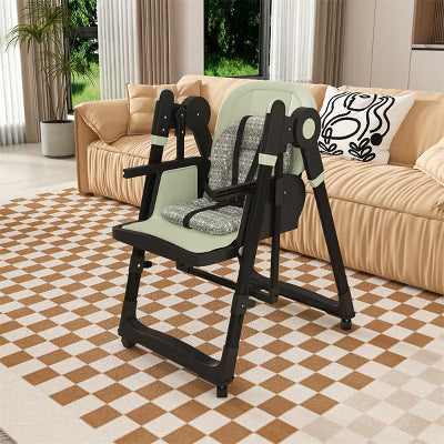 ELJGET 2-in-1 High Chair & Rocker, Adjustable Baby Chair with 5-Point Harness, Removable Tray & Silent Wheels for Infants 6M-3Y (Dark Green)