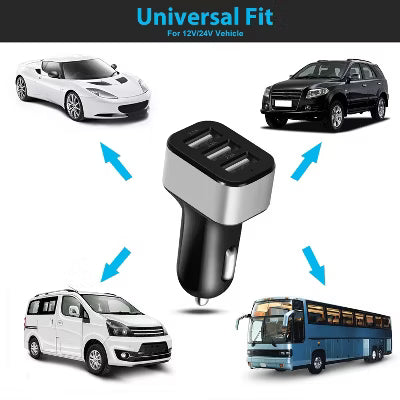 USB Car Charger 30W 5.5A 3 USB Port Cigarette Lighter Charger Adapter For iPhone XS/iPhone XS Max/iPhone 8 Plus/Galaxy S7/Galaxy S6