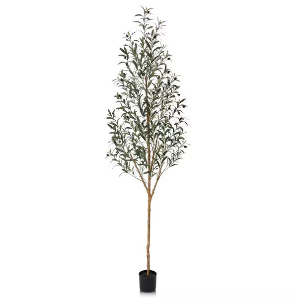 DR.Planzen 5-7FT Artificial New Style Olive Plants with Realistic Leaves and Natural Trunk, Silk Fake Potted Tree for Office Home Decor