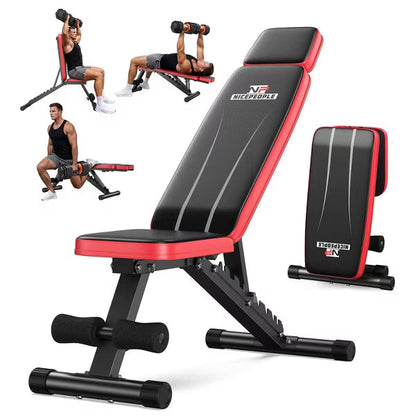 FLYBIRD Upgraded Adjustable Weight Bench for Home Gym, Foldable Workout Bench with Headrest, 660LBS Weight Capacity