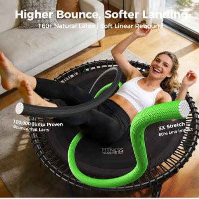 BCAN BT4 38" Soft Land Pro Adult Bungee Rebounder Trampoline,400lb Capacity,Adjustable Tension Bungees, Exercise Trampoline for Adults