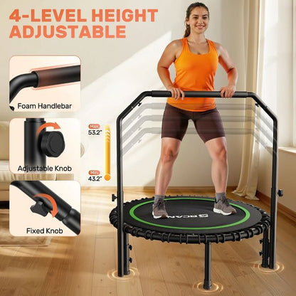 BCAN 550LBS Mini Rebounder Trampoline for Adults with Bar, Indoor/Outdoor Fitness Trampoline with Bungees, Whole-Body Workout & Relaxation at Home