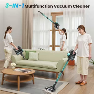 DEVOAC N3T Cordless Vacuum Cleaner,Wireless Stick Vacuum with 40mins Runine,Self-Standing,Rechargeable Lightweight Vacuum Cleaner Cyan