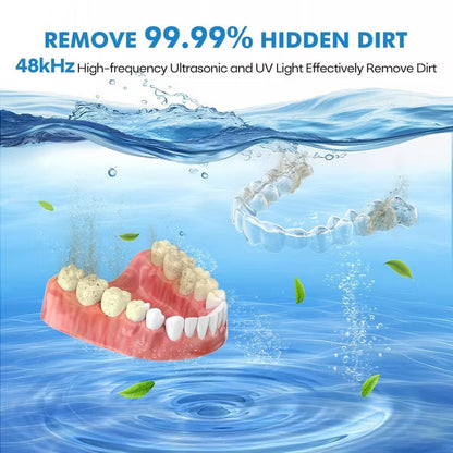 Portable Ultrasonic Denture Cleaner with UV Light for Retainers and Jewelry,Black