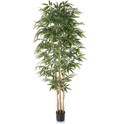 DR.Planzen 5/6/7FT Artificial Bamboo Tree with Real Bamboo Canes in Black Planter, Realistic Faux Bamboo Plant for Indoor Outdoor Home Decor?