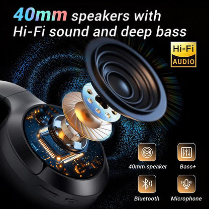 Hybrid ANC Over-Ear Headphones: -50dB Noise Cancel, Hi-Res Audio, 120H Playtime, 6 ENC Mics, Bluetooth | Travel/Home/Office