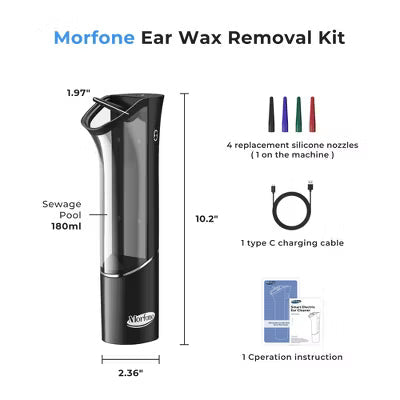 Morfone Magnetic Four Nozzle Four Mode IPX6 Waterproof Rechargeable Electric Ear Canal Irrigator
