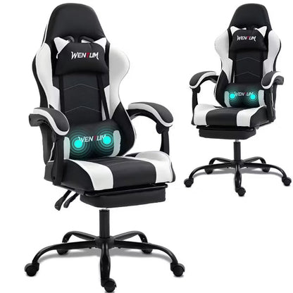 Bosmiller Ergonomic Reclining Gaming Chair with Linkage Armrests & Footrest, Racing Office Chair, PU Leather Computer Desk Chair