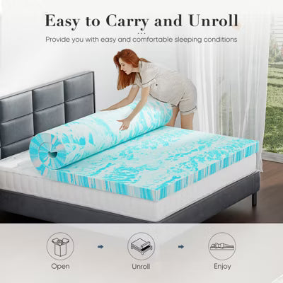 ELJGET 2-Inch Gel Swirl Memory Foam Mattress Topper, Cooling Pressure-Relief Bed Pad, CertiPUR-US Certified, King Size