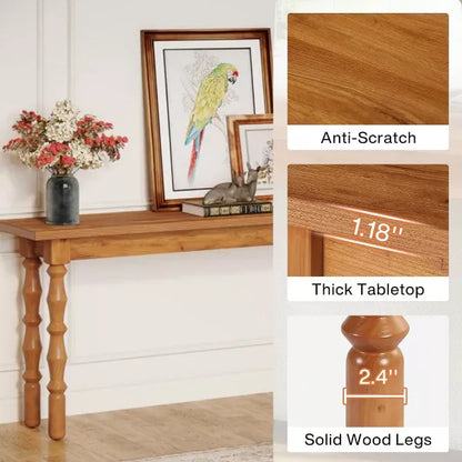 Resenkos Entryway Table, Console Sofa Table,70.9" Console Table, Wood Sofa Table Behind Couch Brown
