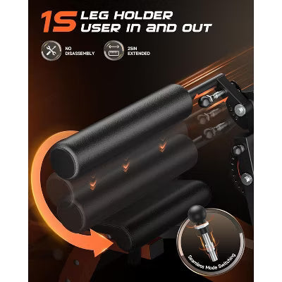 Leg Extension and Curl Machine, Lower Body Special Leg Machine, Adjustable Leg Exercise with Plate Loaded, Leg Rotary Extension, Orange