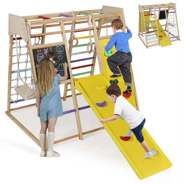 Kinder King Toddler Climbing Toy Indoor, Wood Kids Climber Slide Playset, Outdoor Jungle Gym