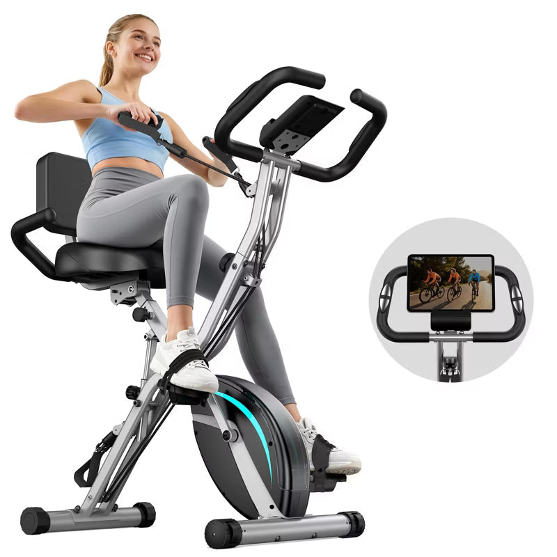 FED FITNESS 5-in-1 Folding Exercise Bike with Magnetic Resistance, 6.6 lb Flywheel, Quiet Smooth Ride, Compact X-Frame, 330 lb Capacity