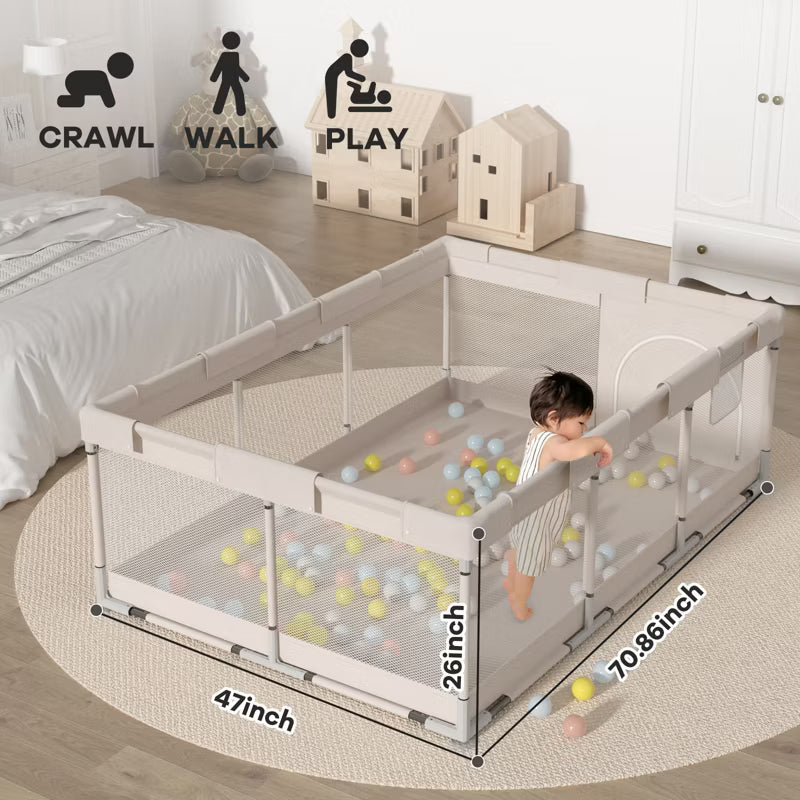 Large Baby Playpen – 47×70.86in Toddler Play Yard, Indoor Activity Fence for Apartments, Safe & Spacious Play Area
