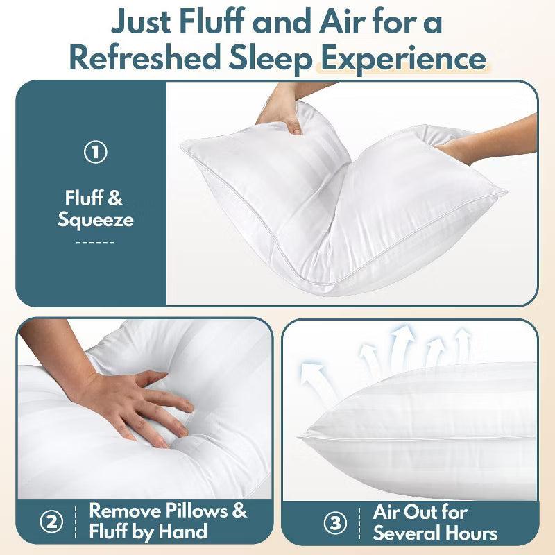 Heycuzi Queen Pillows for Sleeping - Hotel Quality Down Alternative Microfiber Fill - Ideal for Back, Stomach, Side Sleepers