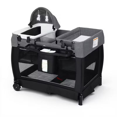 TODECARE 4 in 1 Baby Bassinet, Pack and Play, Convertible Bedside Crib Sleeper, Diaper Changer, Folded Portable Crib with Mattress and Mosquito Net