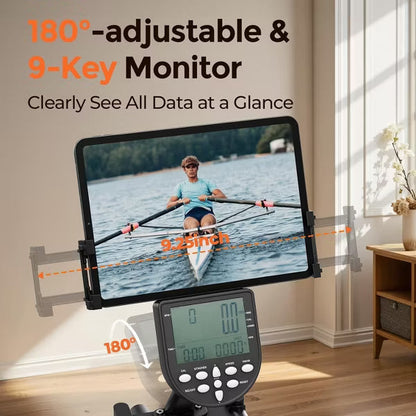 YOSUDA Water Rowing Machine with Bluetooth & App – Comfortable Cushioned Seat, Ideal for Home Use