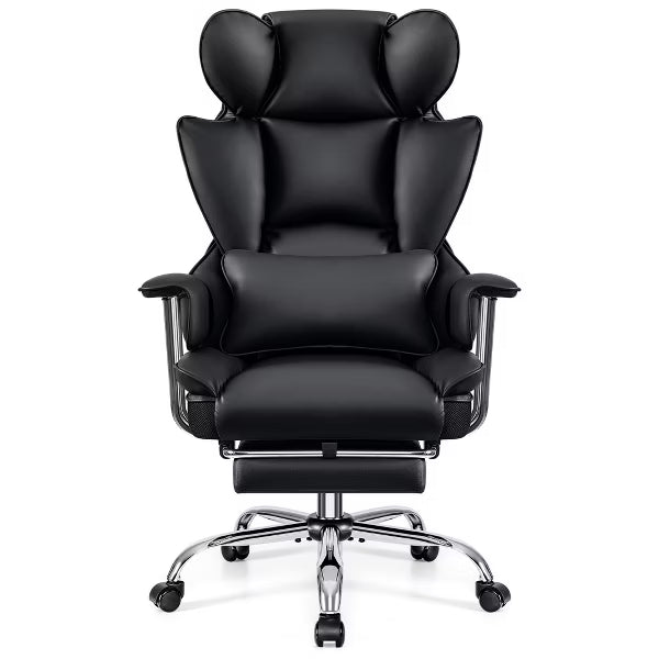 KERDOM Office Desk Chair, Big and Tall Executive Chair with Footrest, Ergonomic Reclining High Back Support, Black