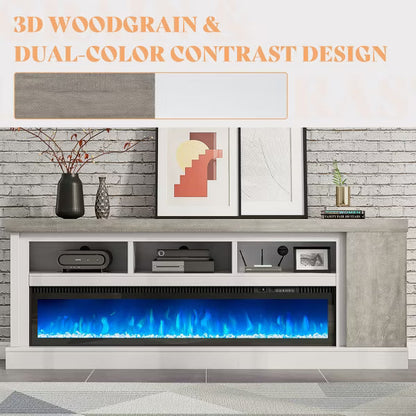 75" TV Stand with 60" Glass Electric Fireplace