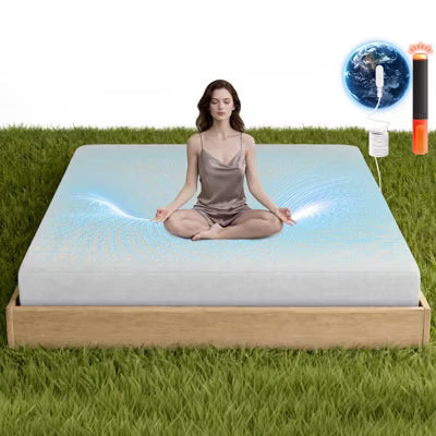 Grounding Sheets Queen, 60"x80",90% Rayon+ 10% Silver Fiber ,Deep Pocket Grounded Bed Sheet, Relieves Pain,off-white
