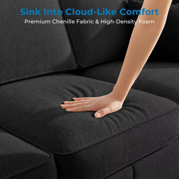 Mjkone 3+2+1 Seater Sofa Set, Dark gray Modern Couch with High-Density Foam & Robot Vacuum Friendly Legs