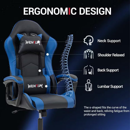 Bosmiller Ergonomic Gaming Chair Racing Style Office Chair, Computer Desk Chair, Swivel Reclining PU Leather PC Gamer Chair