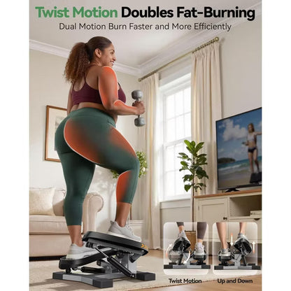 Sportsroyals Stair Stepper,Twist/Mini Stepper for Exercise at Home,Step Machine with Resistance Bands for Full Body Workout, 350lbs+ Capacity